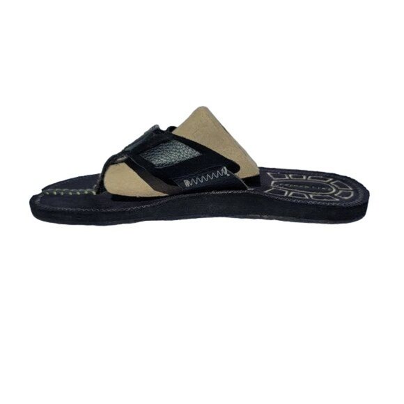 Terrasoles Flip Flop/Thongs/ Sandals Men's  Size 12 Black post toe - Picture 4 of 9
